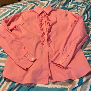 Size 6, Pink Lands End Button Down Shirt